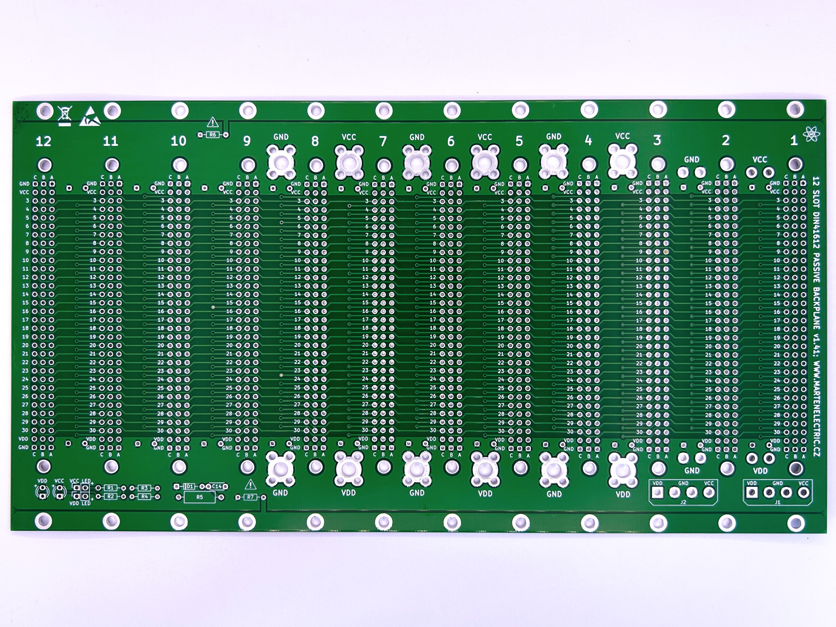 Microbus Backplane PCB for Eurocards DIN41612 12 slot 3U 48HP