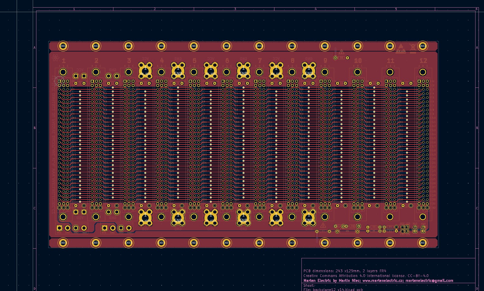 Microbus Backplane PCB for Eurocards DIN41612 12 slot 3U 48HP