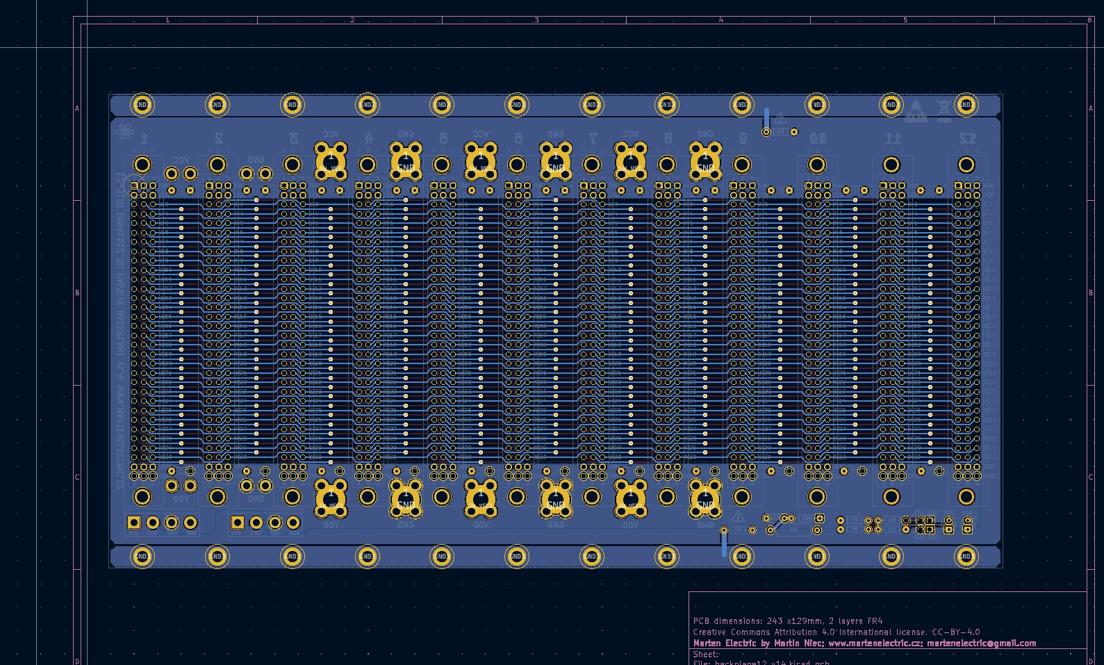 Microbus Backplane PCB for Eurocards DIN41612 12 slot 3U 48HP