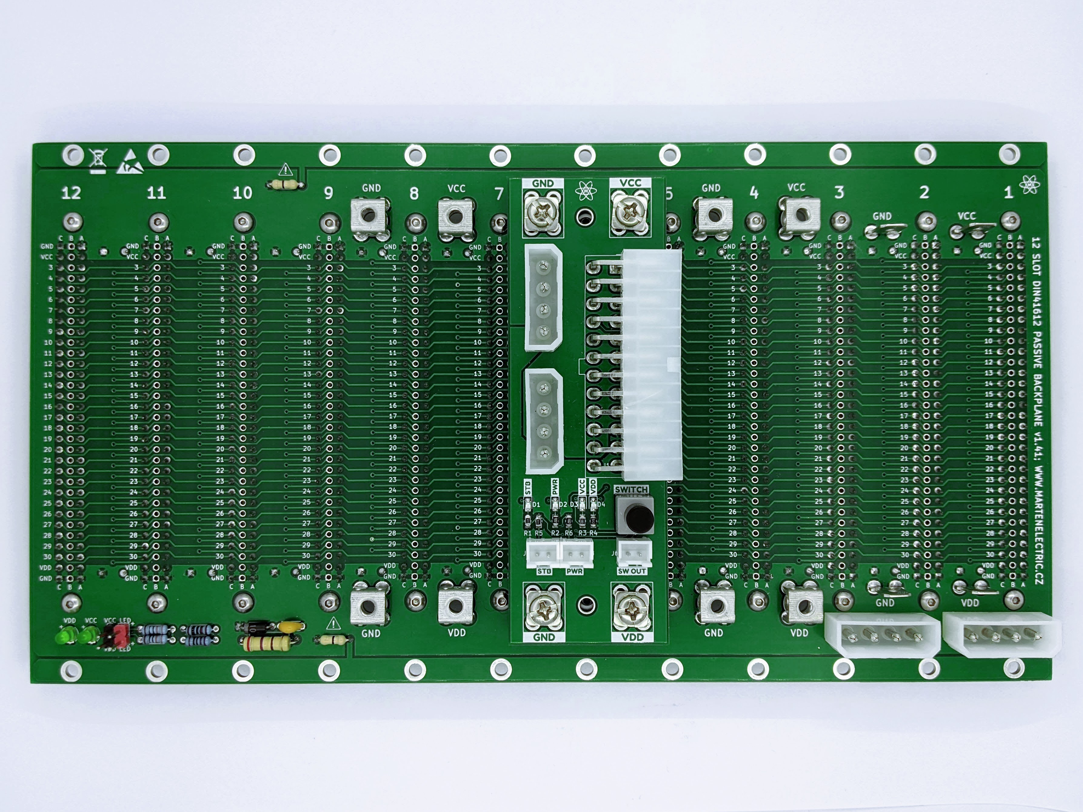 Microbus Backplane PCB for Eurocards DIN41612 12 slot 3U 48HP