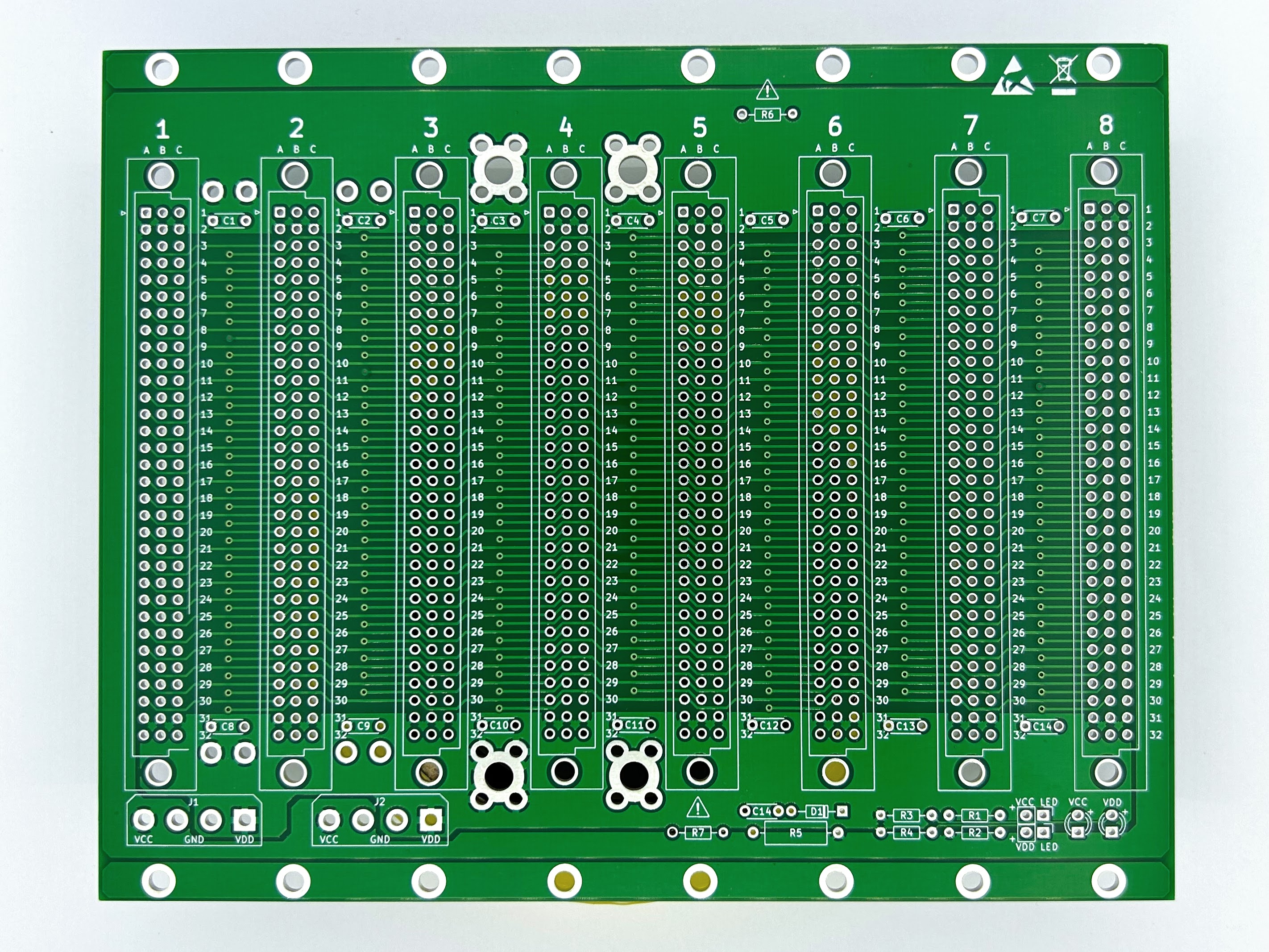 Microbus Backplane PCB for Eurocards DIN41612 8 slot 3U 32HP