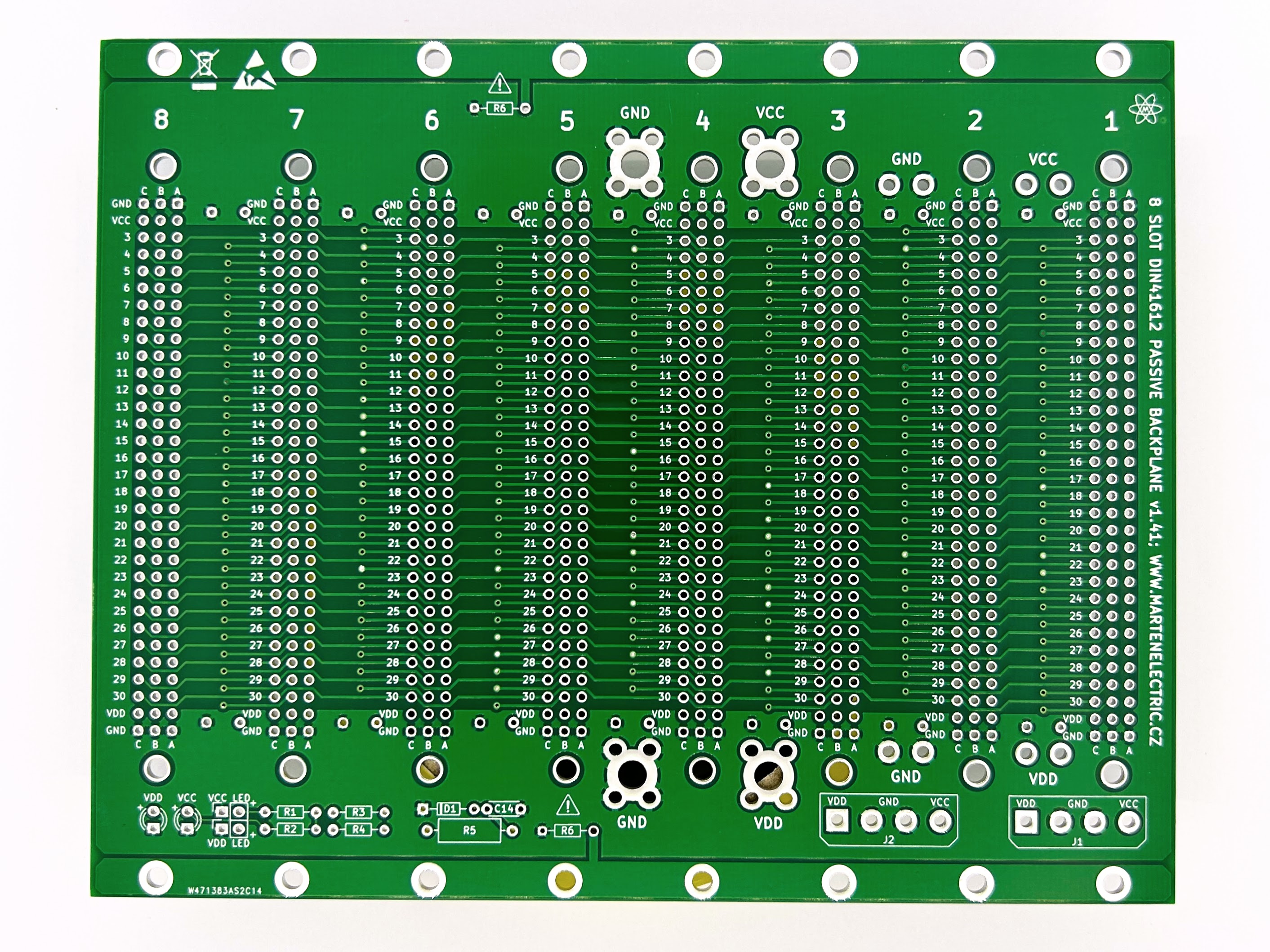 Microbus Backplane PCB for Eurocards DIN41612 8 slot 3U 32HP