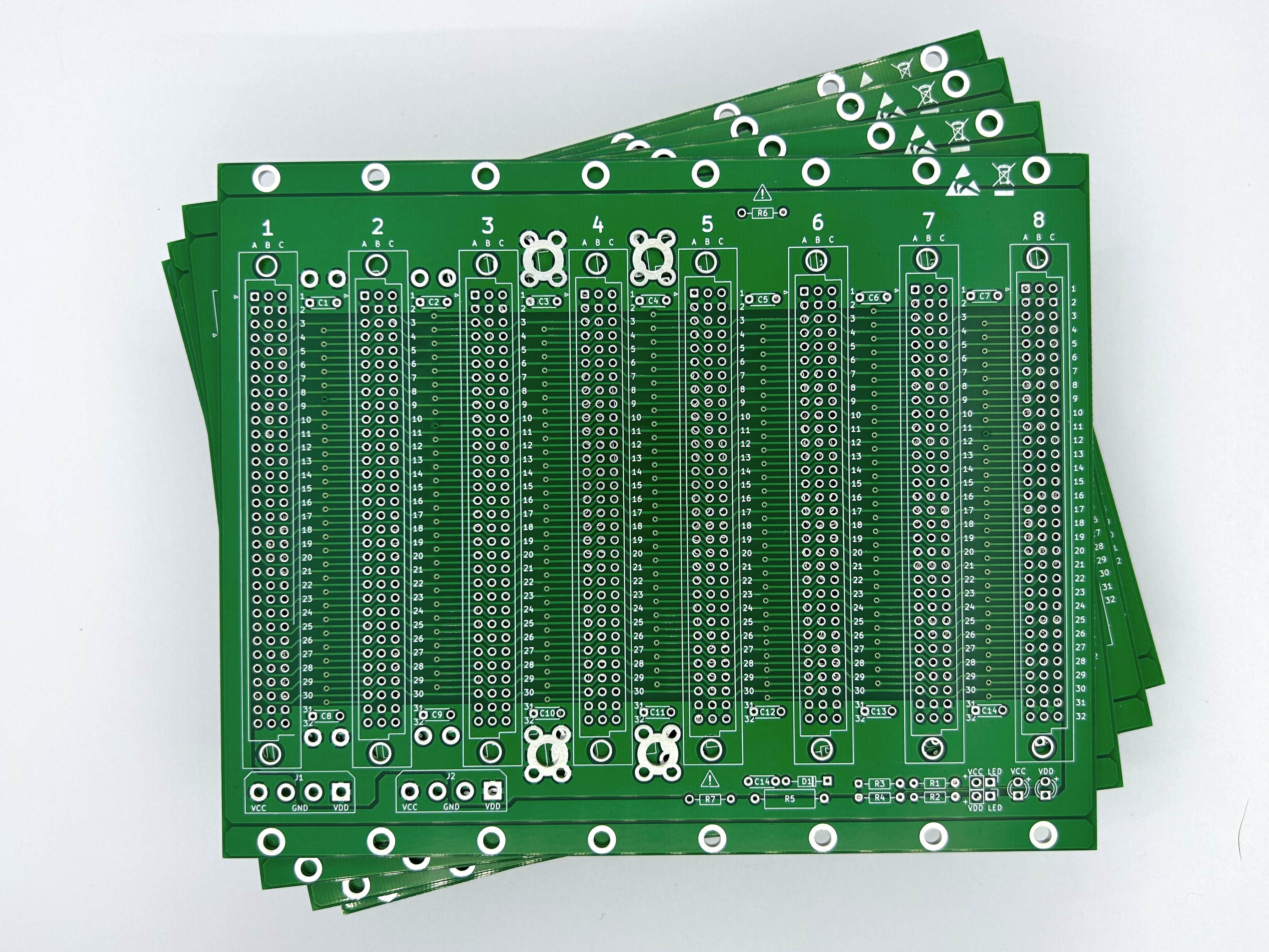 Microbus Backplane PCB for Eurocards DIN41612 8 slot 3U 32HP