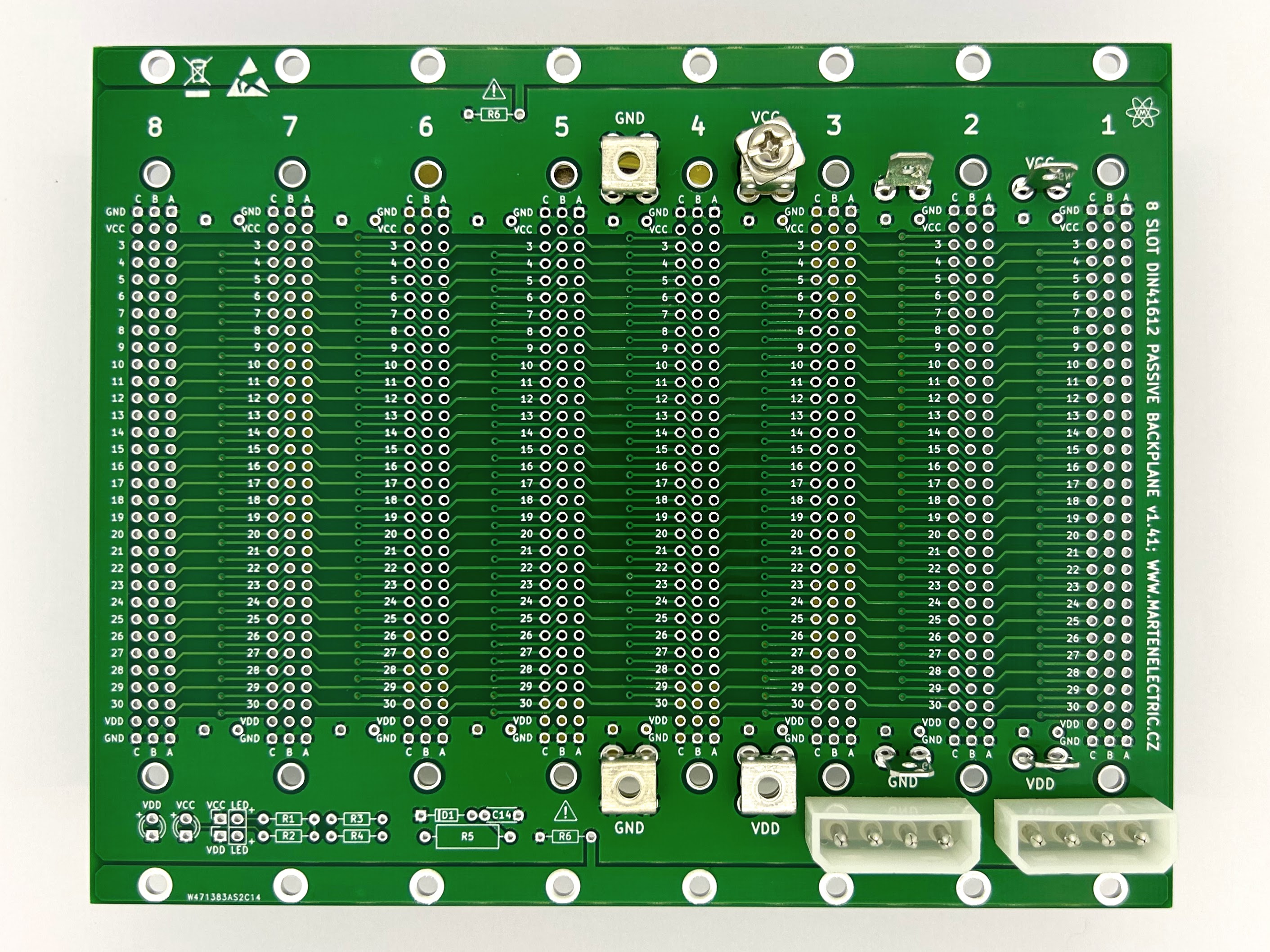 Microbus Backplane PCB for Eurocards DIN41612 8 slot 3U 32HP