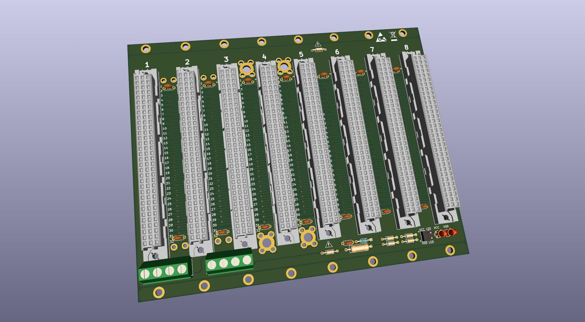 Microbus Backplane PCB for Eurocards DIN41612 8 slot 3U 32HP