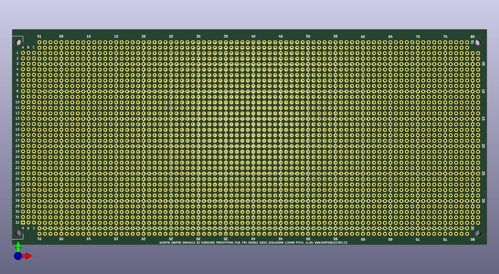 Eurocard DIN41612 3U Prototyping board PCB card 220 x 100mm