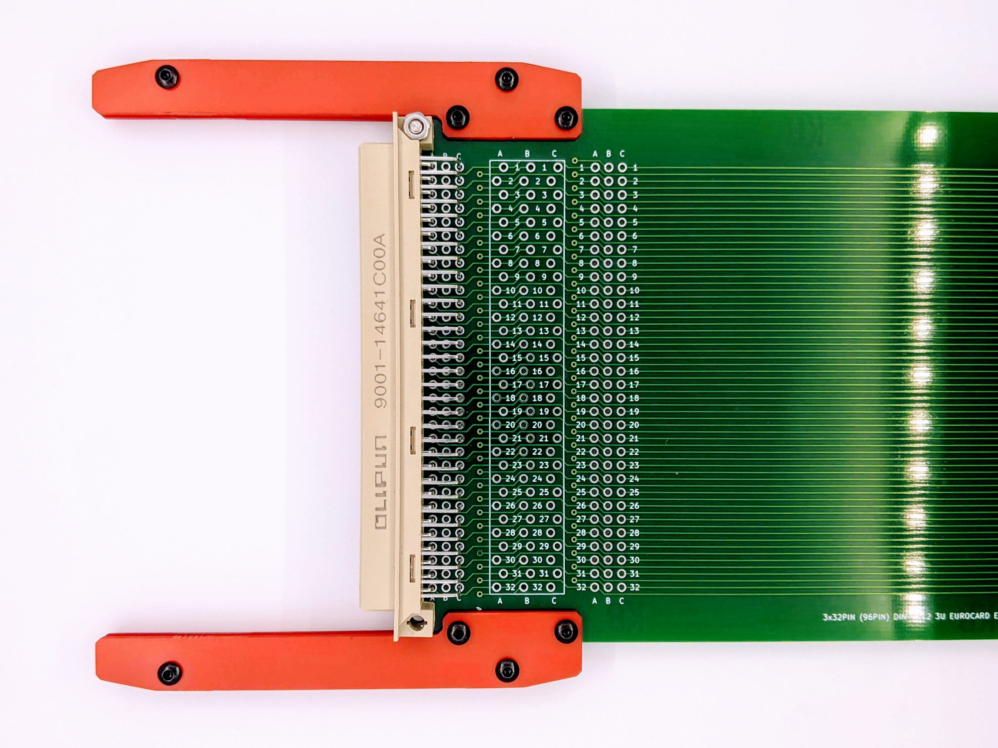 Eurocard DIN41612 3U riser extender PCB card 220mm with test points and PCB guide