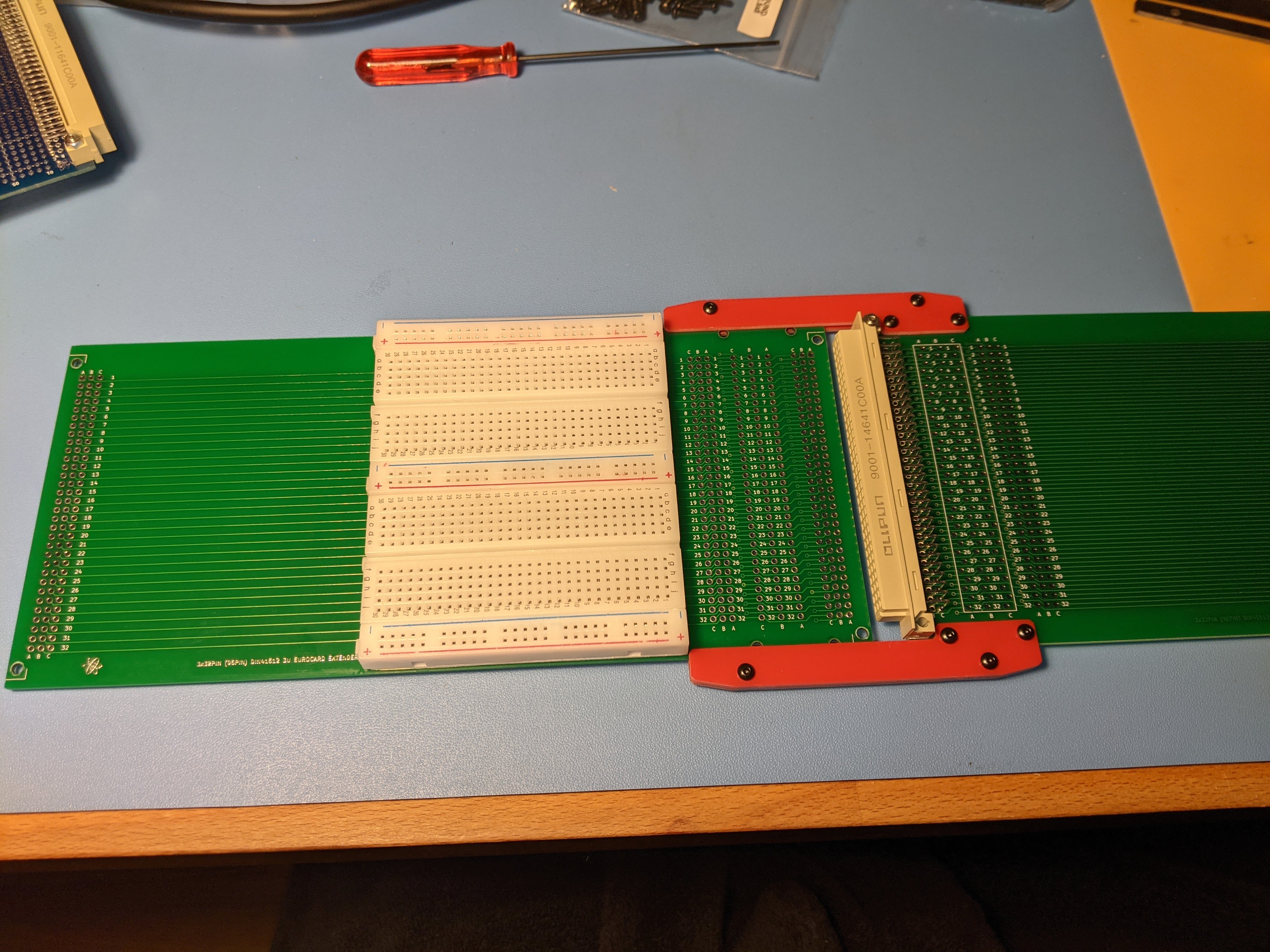 Eurocard DIN41612 3U riser extender PCB card 220mm with test points and PCB guide