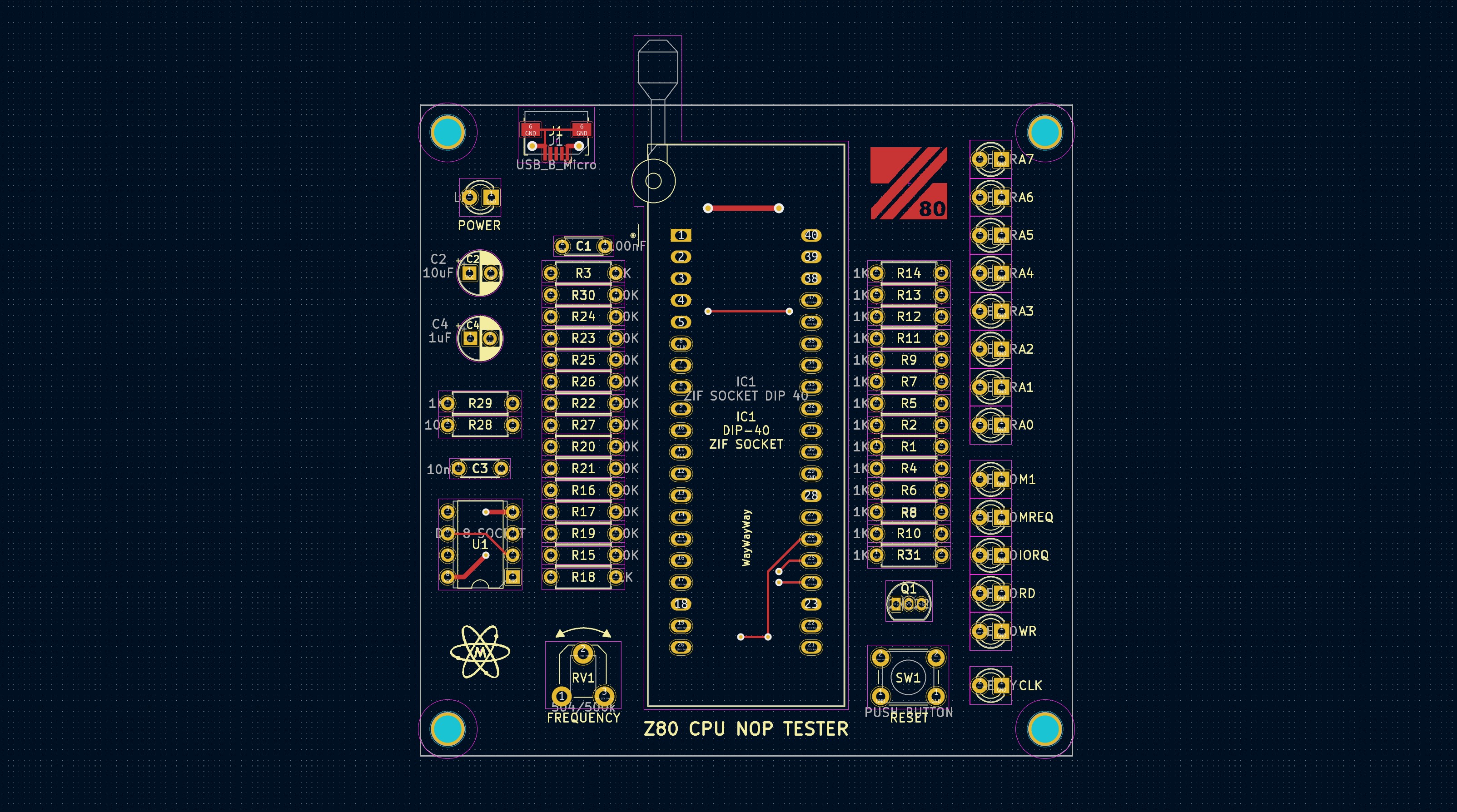Z80 CPU PLCC44 to DIP40 adapter